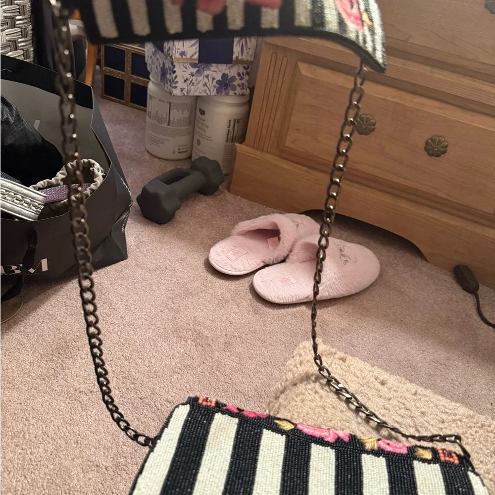 Mary Frances Black and Pink Floral Mini Bag - Picture 8 of 13